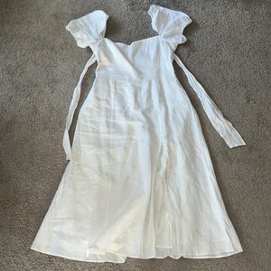 Reformation White Denver Puff Sleeve Midi Dress